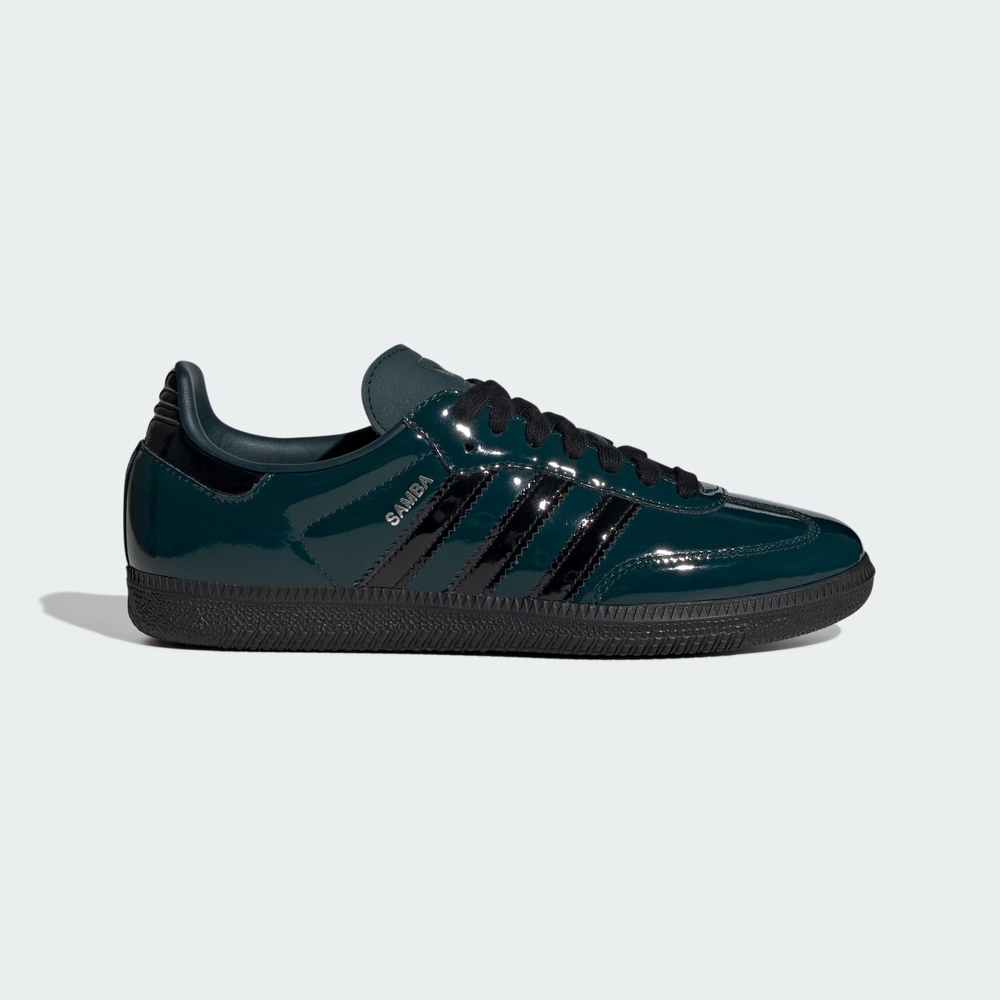 Adidas Samba Women's Sneakers - Dark Green and Black Patent Leather